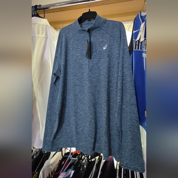 Asics Men's Heathered Blue Long Sleeve Tee - Picture 1 of 6